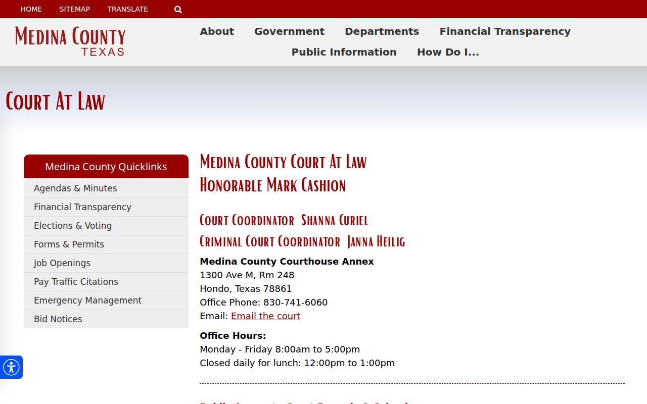 Medina County criminal court docket source