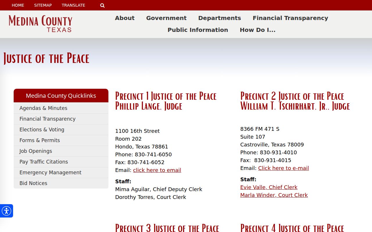 Medina County traffic court records and Justice of the Peace routes