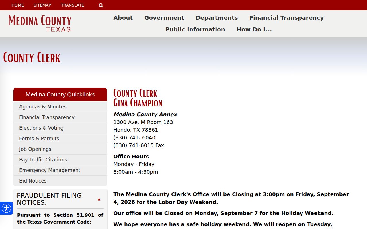 Medina County court docket County Clerk terminal and copy access